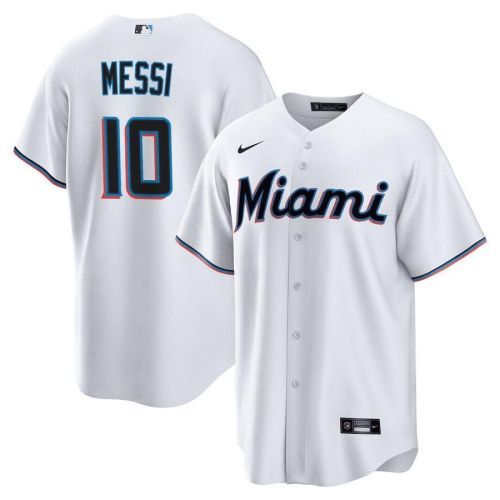 Lionel Messi Miami Marlins Baseball Cool Base Jersey - Stitched Men Jersey - White