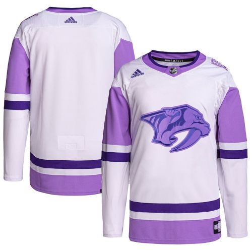 Nashville Predators Hockey Fights Cancer Primegreen Men Jersey - White/Purple