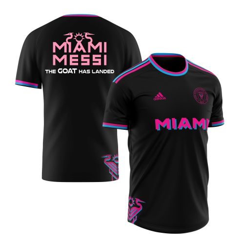 Lionel Messi Inter Miami FC The Goat Has Landed 2023 Men Jersey - Saintetixx Concept, Black