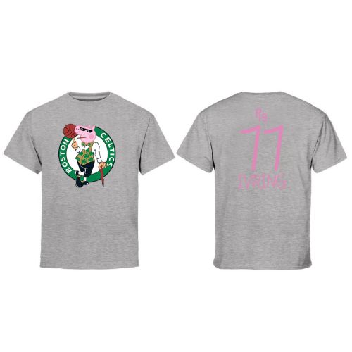 Kyrie Irving 11 Boston Celtics Pig Print T-Shirt - Gray