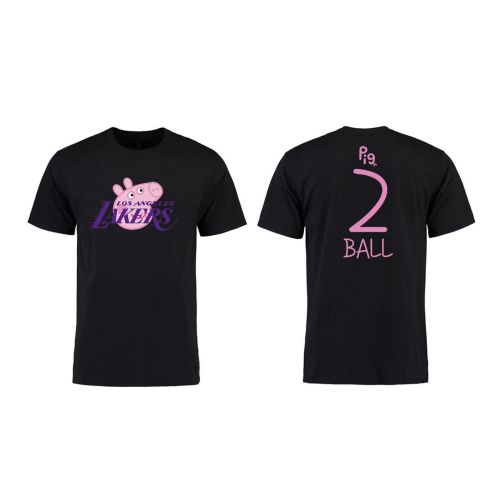 Lonzo Ball 2 Los Angeles Lakers Pig Print T-Shirt - Black