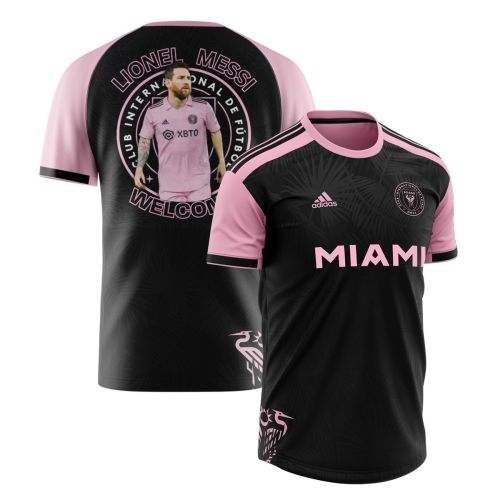 Lionel Messi Journey With Inter Miami 2023 Men Jersey - Saintetixx Concept, Black/Pink