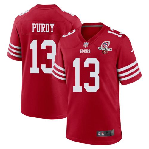 Brock Purdy 13 San Francisco 49ers 2023 Playoffs Patch Game Men Jersey - Scarlet