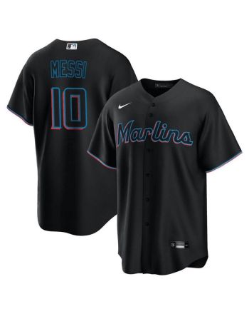 Lionel Messi Miami Marlins Baseball Cool Base Jersey - Stitched Men Jersey - Black