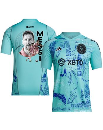 Lionel Messi 10 Inter Miami Signed Win Leagues Cup 2023 One Planet Men Jersey - Player Version