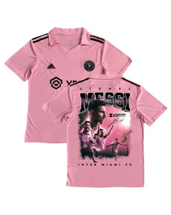 Lionel Messi 10 Leads Inter Miami to Leagues Cup Glory 2023 Pink Jersey - YOUTH