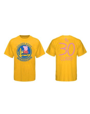 Stephen Curry 30 Golden State Warriors Pig Print T-Shirt - Yellow