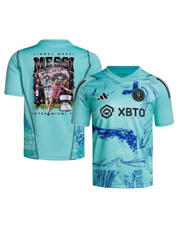 Lionel Messi 10 Inter Miami Golden Victory Leagues Cup 2023 One Planet Jersey - YOUTH