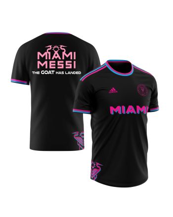 Lionel Messi Inter Miami FC The Goat Has Landed 2023 Men Jersey - Saintetixx Concept, Black