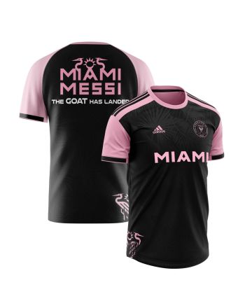 Lionel Messi Inter Miami FC The Goat Has Landed 2023 Men Jersey - Saintetixx Concept, Black/Pink