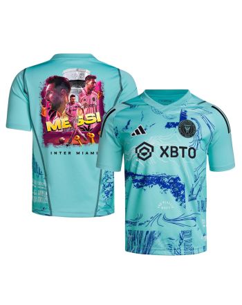 Lionel Messi 10 Inter Miami Celebrates Leagues Cup Win 2023 One Planet Jersey - YOUTH