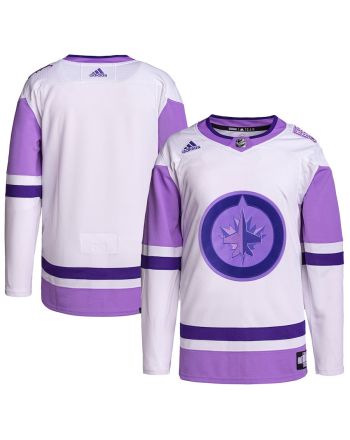 Winnipeg Jets Hockey Fights Cancer Primegreen Men Jersey - White/Purple