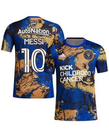 Lionel Messi 10 Inter Miami 2023 Kick Childhood Cancer Pre-Match Top Men Jersey