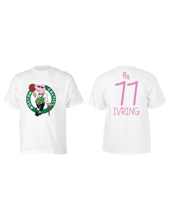 Kyrie Irving 11 Boston Celtics Pig Print T-Shirt - White