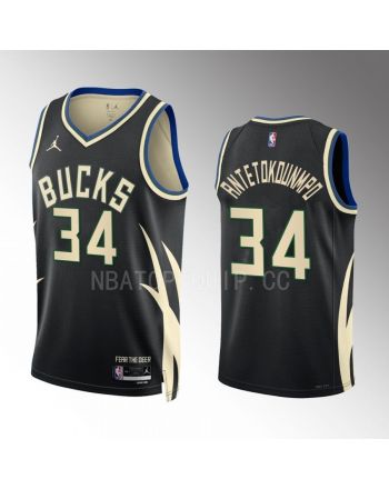 Giannis Antetokounmpo 34 2022-23 Milwaukee Bucks Black Statement Edition Men Jersey