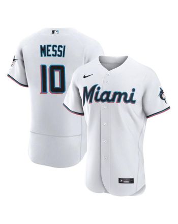 Lionel Messi Miami Marlins Baseball Cool Base Elite Jersey - Stitched Men Jersey - White