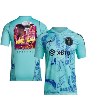 Lionel Messi 10 Inter Miami Celebrates Leagues Cup Win 2023 One Planet Men Jersey - Player Version