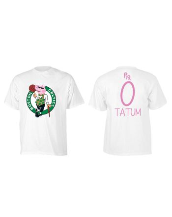 Jayson Tatum 0 Boston Celtics Pig Print T-Shirt - White