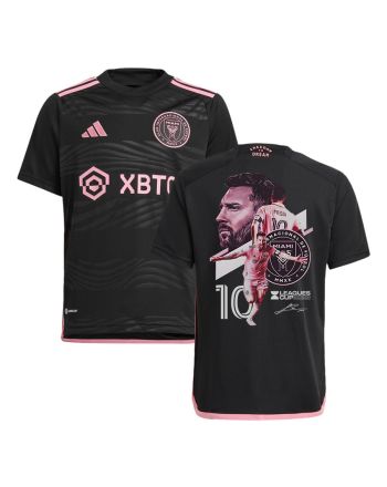 Lionel Messi 10 Inter Miami Clinches Leagues Cup Crown 2023 Black Jersey - YOUTH