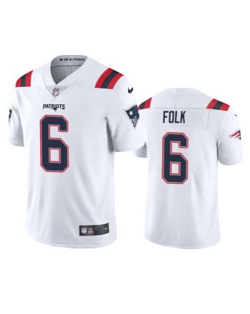 Patriots Nick Folk 6 Vapor Limited White Jersey